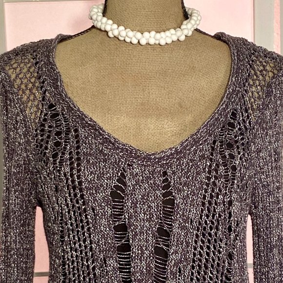 Simply Vera- Vera Wang Open Weave Sweater - Picture 3 of 7